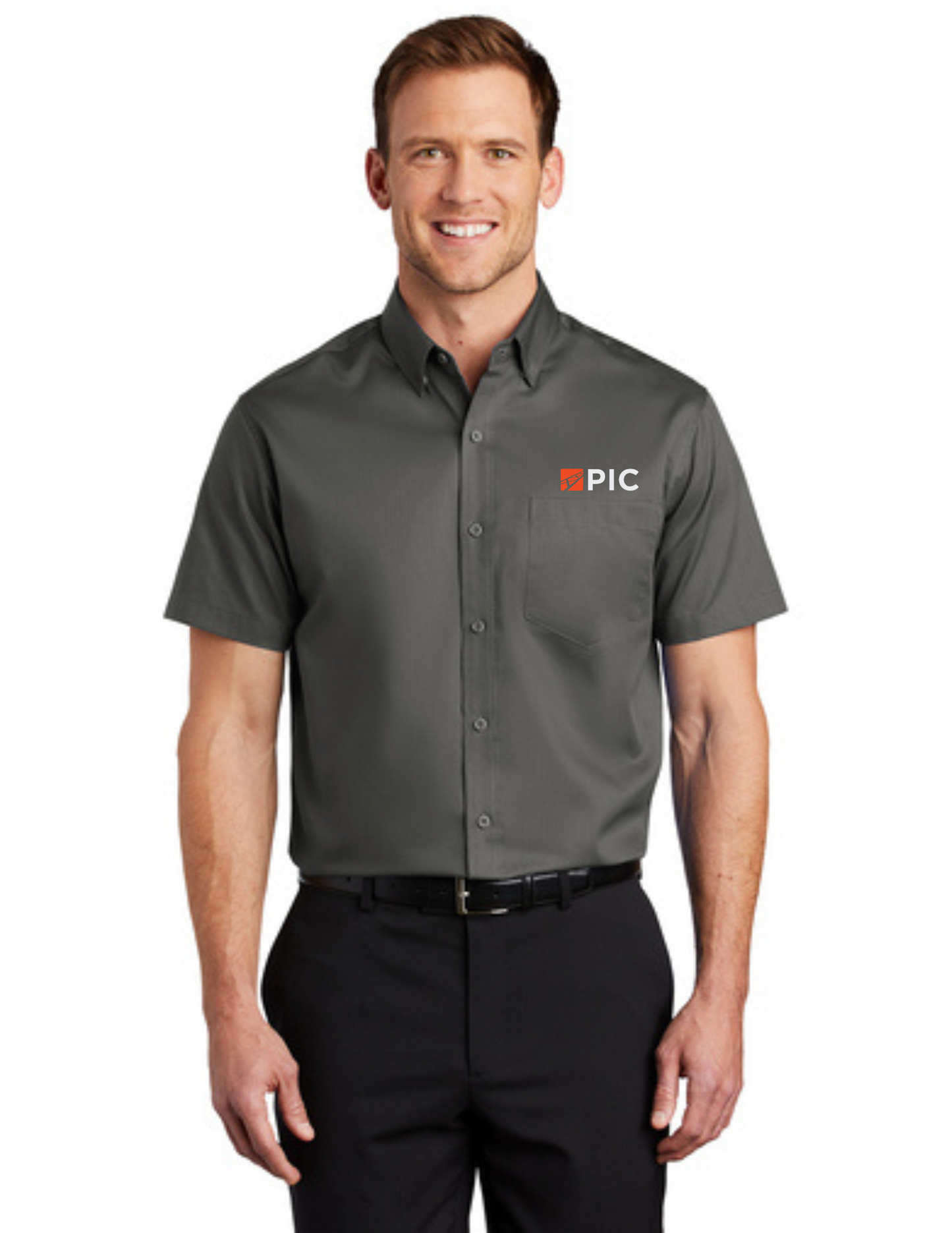 S664 Port Authority Short Sleeve SuperPro Twill Shirt - Sterling Grey