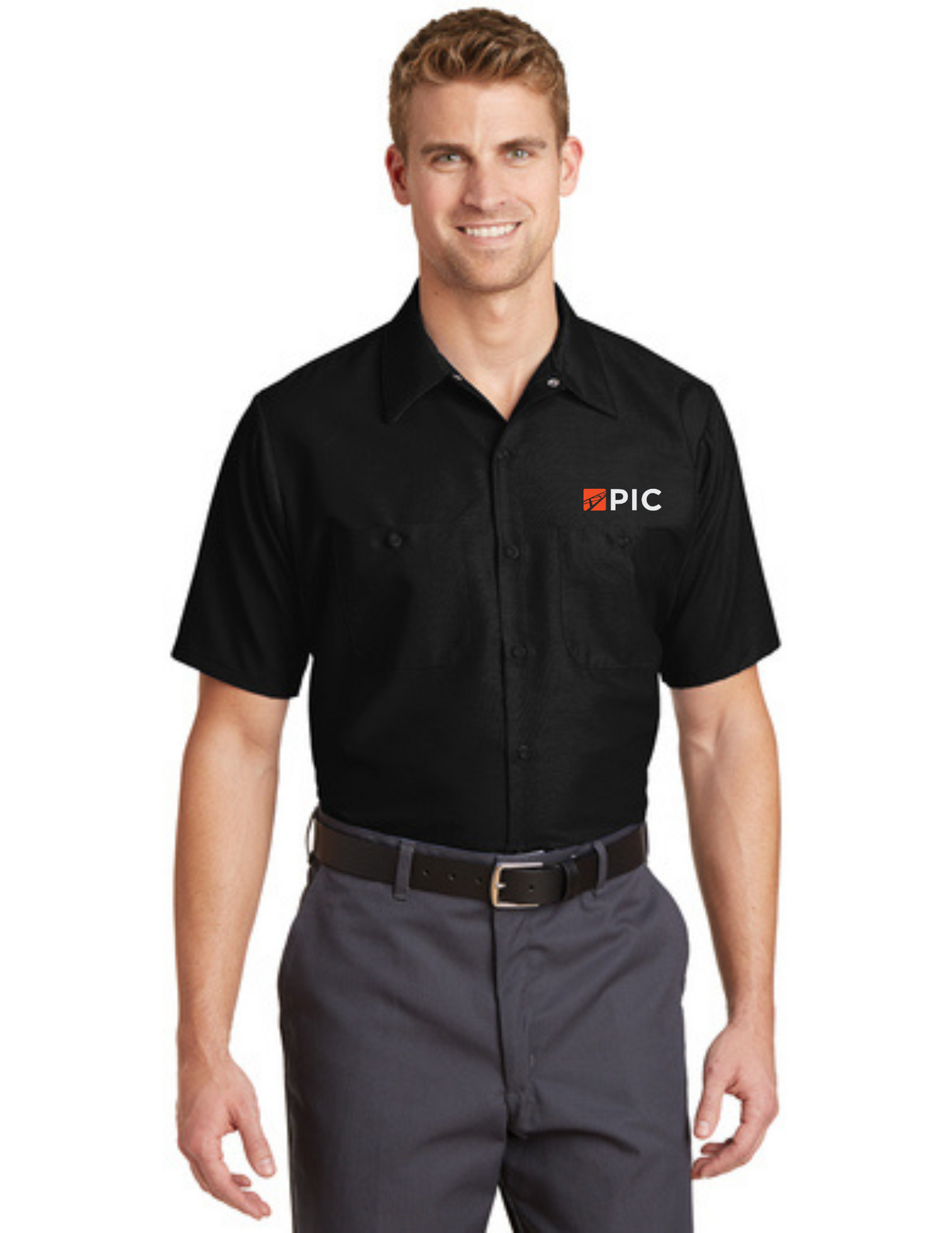 SP24 Red Kap Short Sleeve Industrial Work Shirt - Black