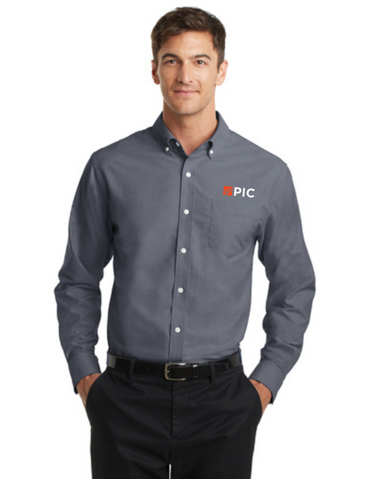 TS658 TALL Port Authority Tall SuperPro Oxford Shirt - Black